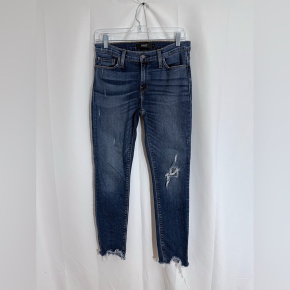 Hudson Tally Mid Rise Skinny Fit Distressed Ankle Length Jeans W/ Destroyed Hem - Picture 4 of 15